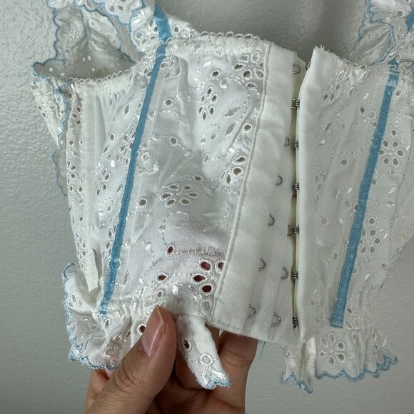 For Love & Lemons for Victoria's Secret Eyelet Swirl Bustier Bra M White Feminin - Picture 12 of 12